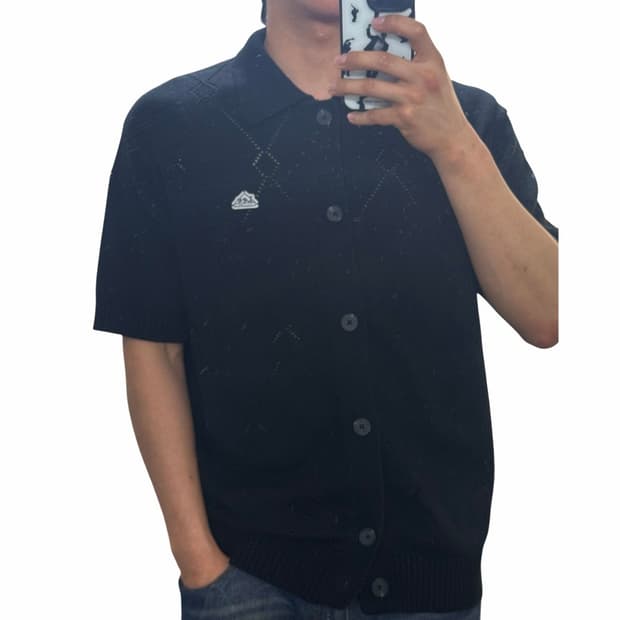 리 패턴 시스루 니트반팔