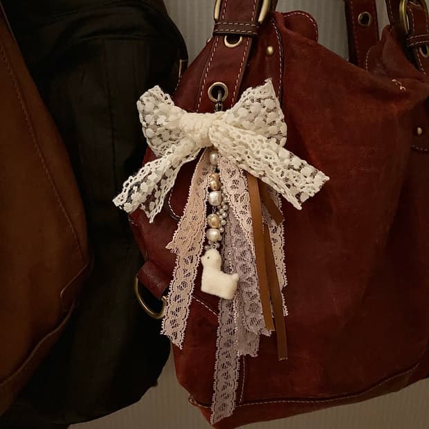 Vintage Coquette Ribbon Keyring