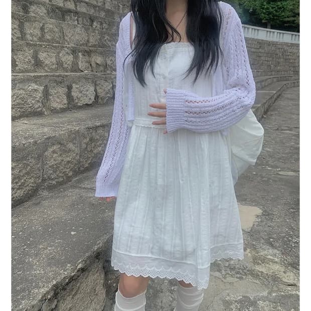 애니원모어 리이 레이스 나시 원피스 화이트