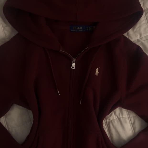 폴로 버건디 딱붙핏 후드집업
