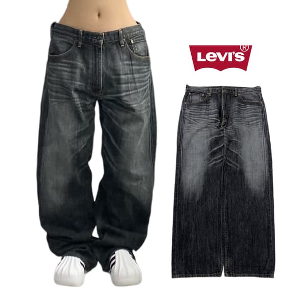 리바이스 00s 제팬 503 흑청 와이드 데님팬츠