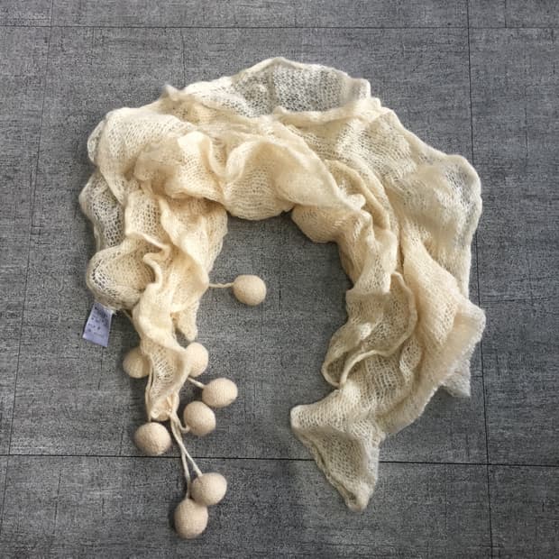 일본빈티지 하구미모리걸 달천깔페어리 라떼갸루 폼폼스카프