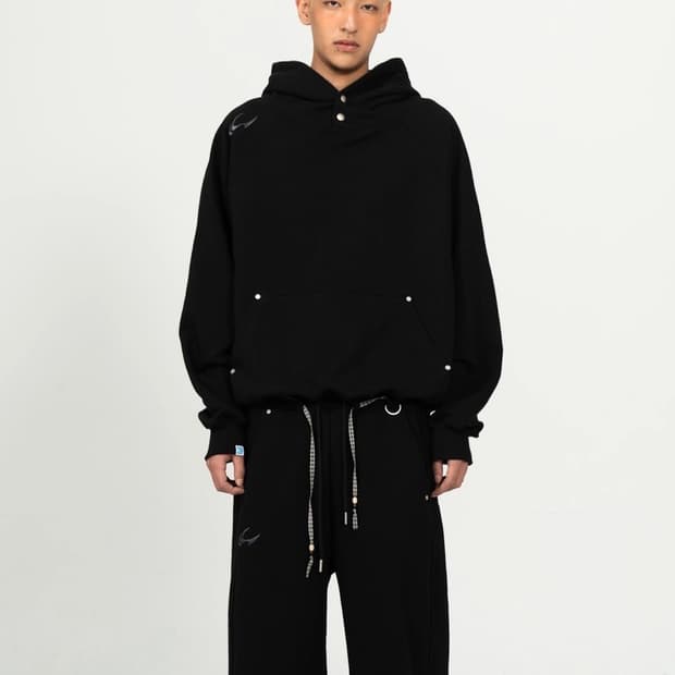 유에스오 블랙 후드티 셋업