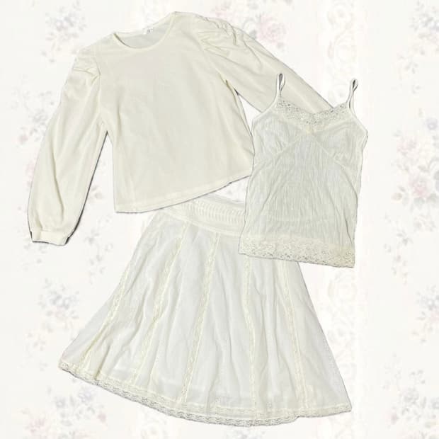 블라우스+치마+나시 빈티지 코디set