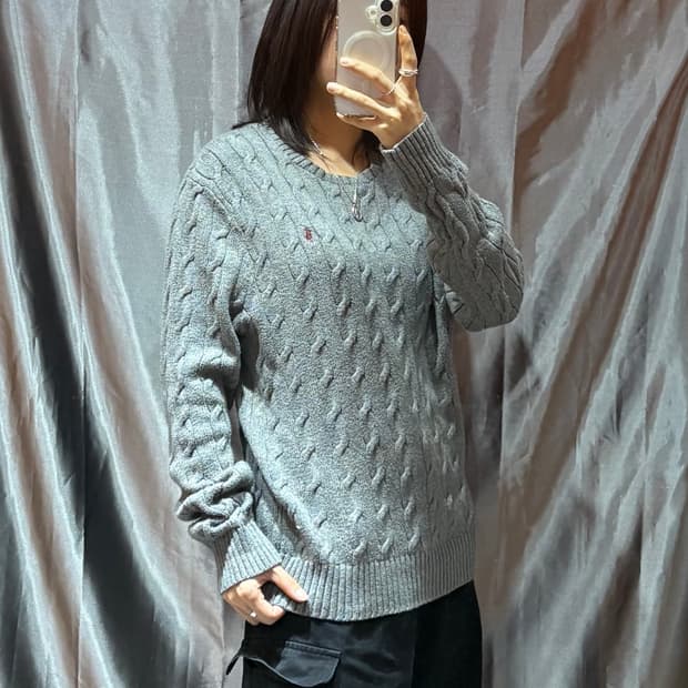 M 폴로랄프로렌 그레이 케이블 니트