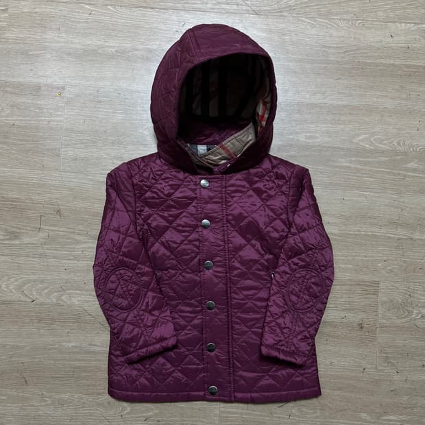 버버리 키즈 노바체크 후드 퀼팅자켓 점퍼 [딥퍼플] 3세