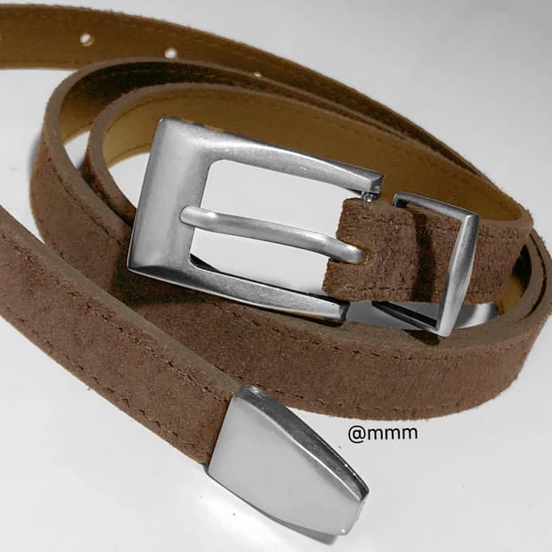 [Unisex]스퀘어 스웨이드 벨트 브라운