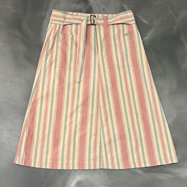  캘빈클라인 진스 스트라이프 미디 스커트 y15959