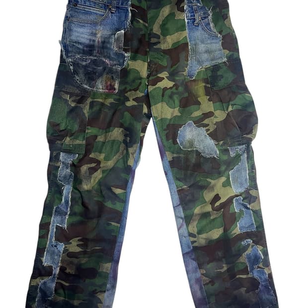 [OS] 빈티지 아카이브 유스 사이드 데님 카모플라쥬 팬츠