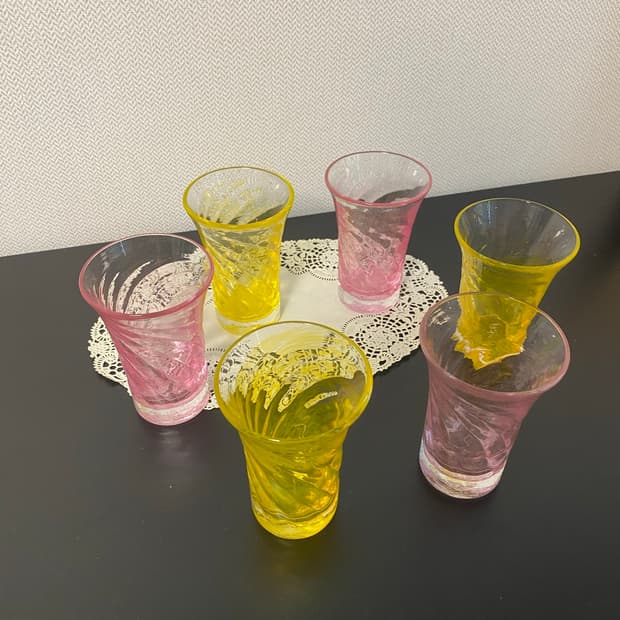 일본 수입 빈티지 컬러 유리컵 6P 세트 (전용 박스 포함)