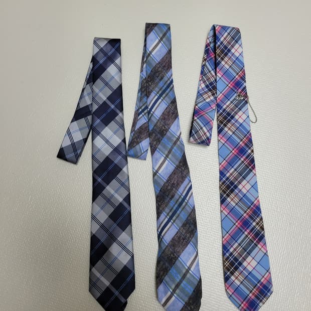 넥타이 3종 (체크패턴 네이비, 블루, 핑크)
