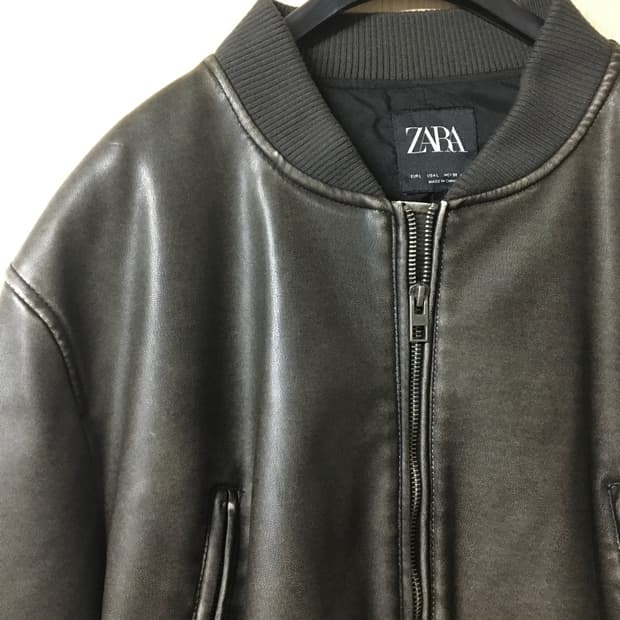 자라 레더 블루종