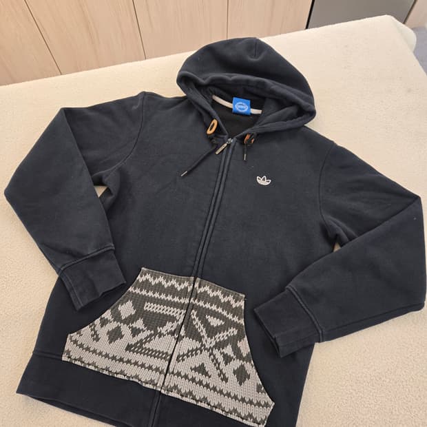 아디다스 네이비 패턴 포켓 후드집업 95