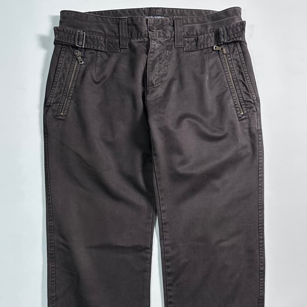 돌체 앤 가바나 다크브라운 디테일 코튼 팬츠 