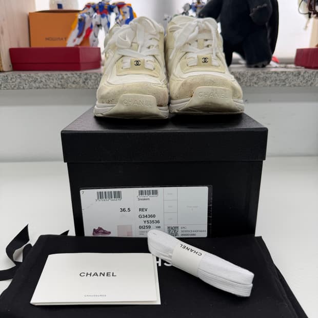 정품) 샤넬 CC로고 크루즈 테니스 스니커즈 36.5 