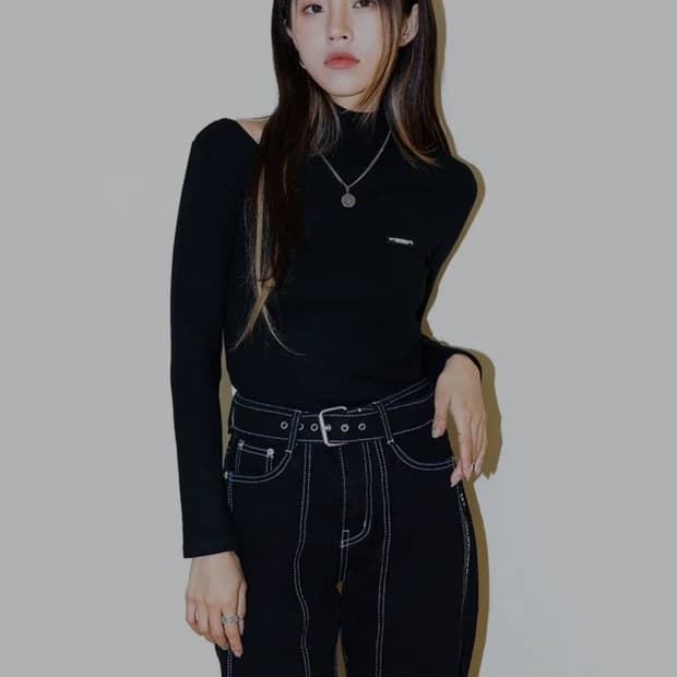 하이버넷 벨티드 와이드 생지 데님 팬츠 M size