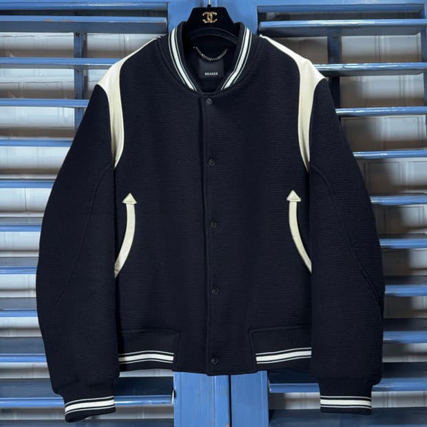 비이커 25SS 울&레더 바시티 자켓