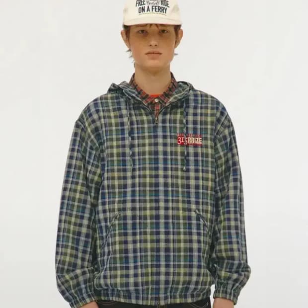 테켓 Awardee Shirt Jacket Blue 체크 자켓