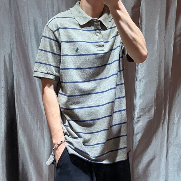 L 폴로랄프로렌 워시드 베이지 코튼 PK 반팔