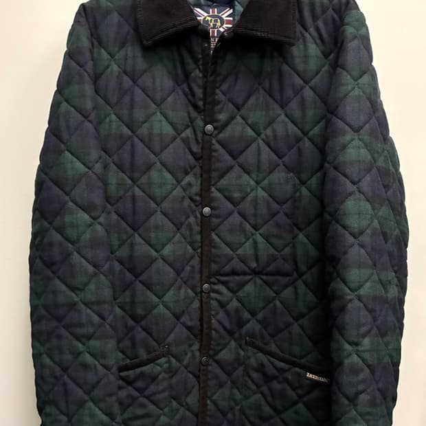 (XL)LAVENHAM 라벤햄 블랙워치 타탄체크 퀼팅자켓 퀄팅