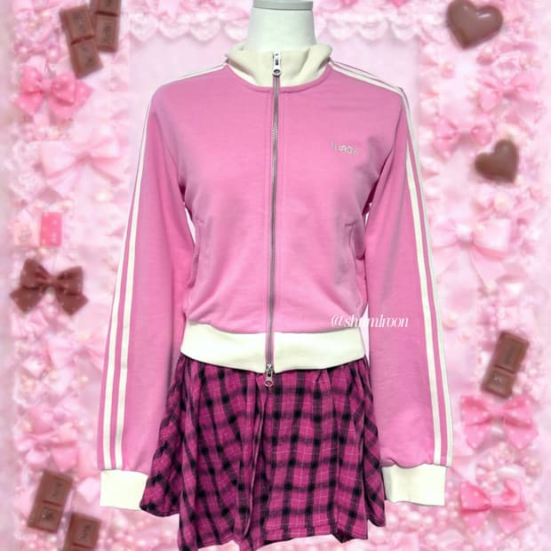 널디 진딸기핑크 져지 집업