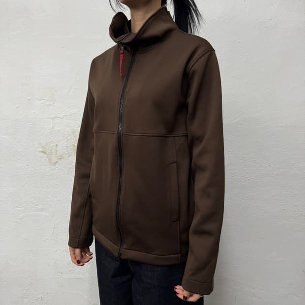 291295HOMME 브라운 하이넥 2way 집업 폴리에스터 트랙탑