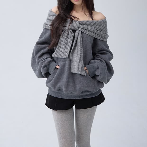 더티스 투웨이 오프숄더 후디