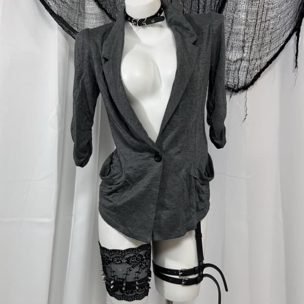 charcoal shirring jacket