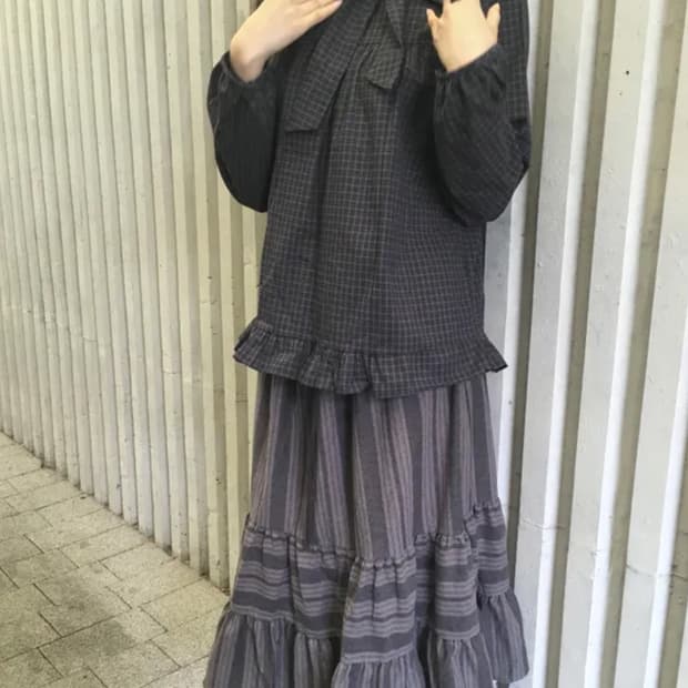 당일배송/코디세트) 유소피에 스커트+프릴블라우스 세트 사와코 일본룩