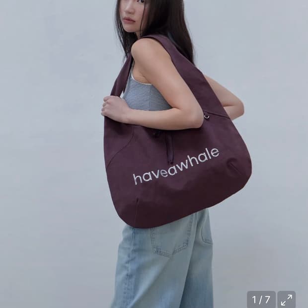 Haveawhale 해브어웨일 코튼 에코백 와인