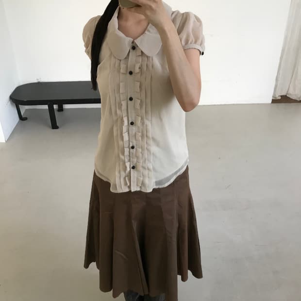 vintage beige frill blouse