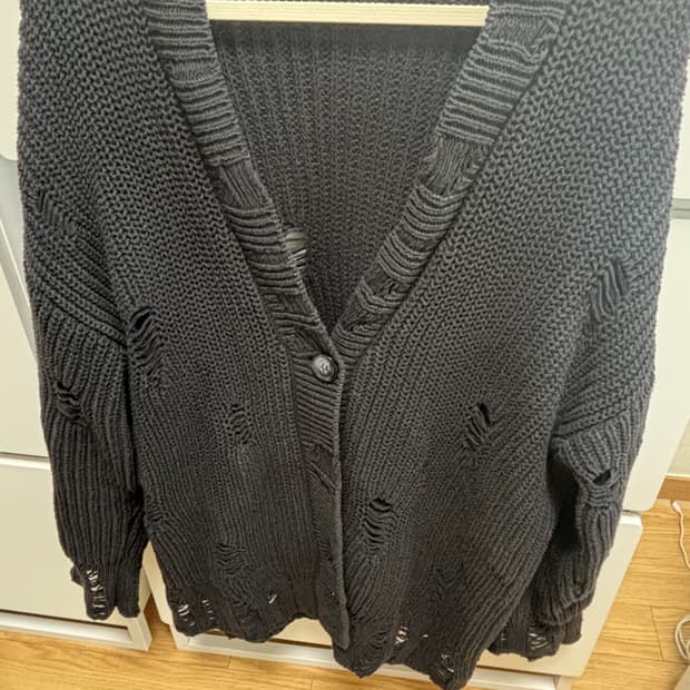 데미지 니트 가디건 블랙 Zara