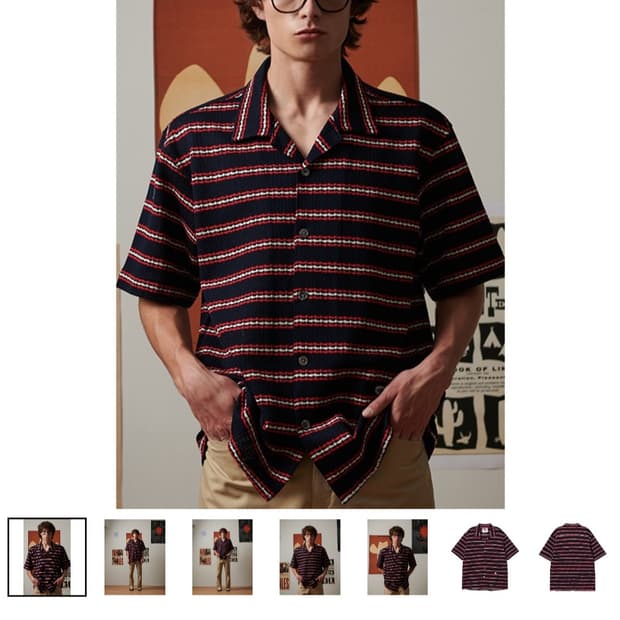 [COLLECTION LINE] 수퍼 파인 코튼 니트 반 팔 셔츠 네이비