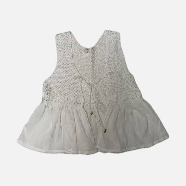 아이보리 그물 민소매