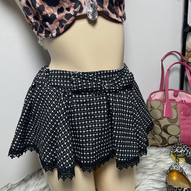 러블리 갸루 블랙 프릴 레이스 스커트