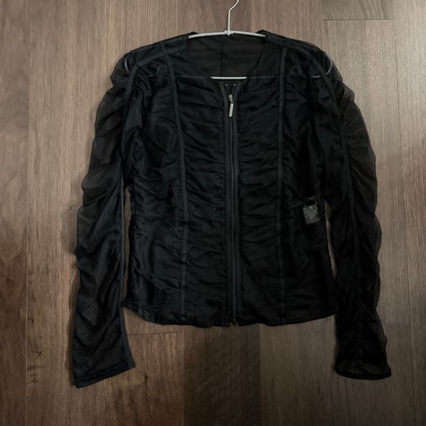 스피치오 오간자 시스루 집업 가디건