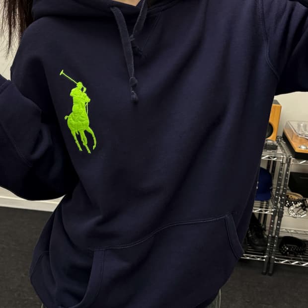 폴로 빅포니 네이비 후드티