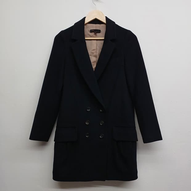 마쥬 블랙 울 캐시미어 싱글 코트 55