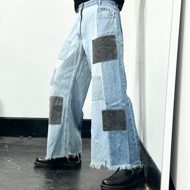 Lee 리메이크 패치워크 부츠컷 데님 팬츠