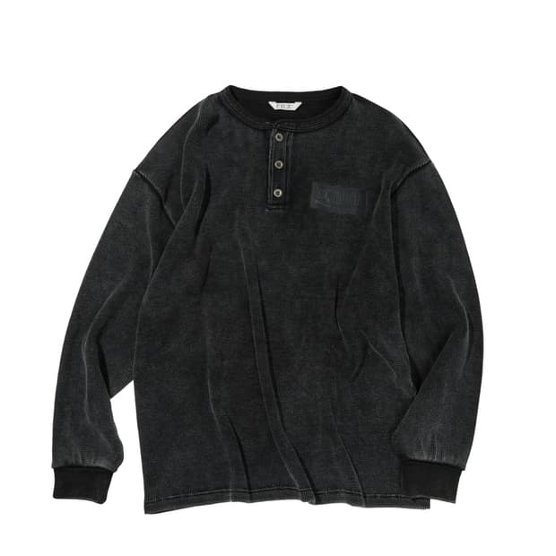 (L) ETCE HENLEY NECK WAFFLE KNIT 차콜