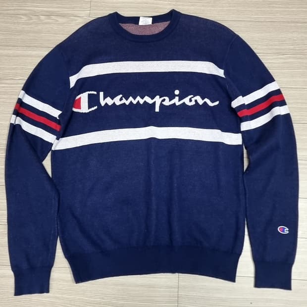 일본제 빈티지 챔피온 네이비 스트라이프 니트 스웨터(95-100)