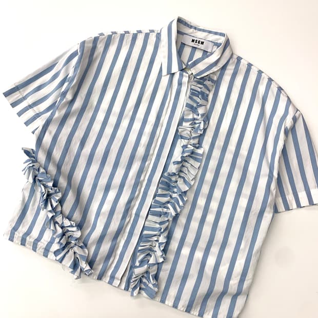 MSGM 스트라이프 프릴 블라우스