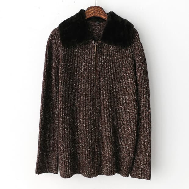 bokashi knit zip-up