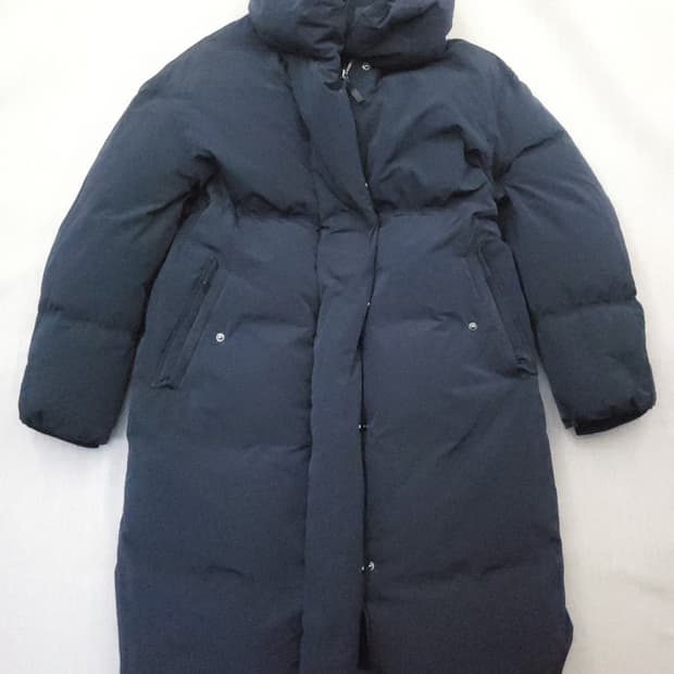 보브 롱 기장 네이비 패딩 코트m