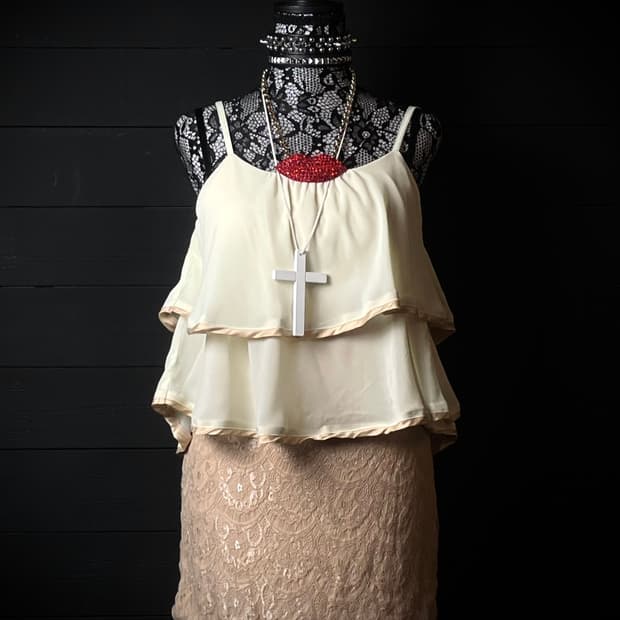 LIP SERVICE 립서비스 갸루 프릴 레이어드 레이스 원피스