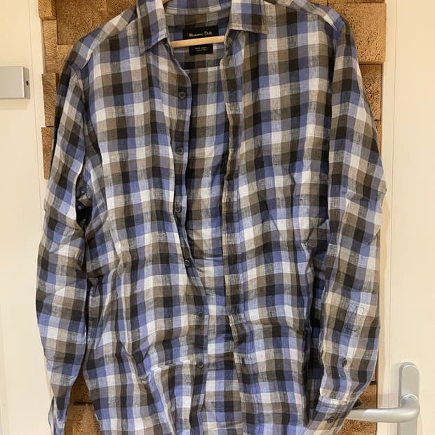 마시모 두띠 체크 린넨셔츠 M