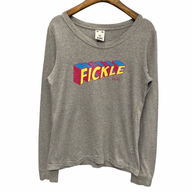 X-girl 엑스걸 Fickle 스펠아웃 그레이 롱슬리브 1번