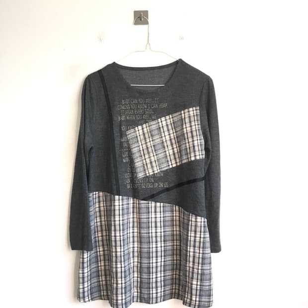 jpn vintage 챠콜 패턴 롱슬리브 티셔츠