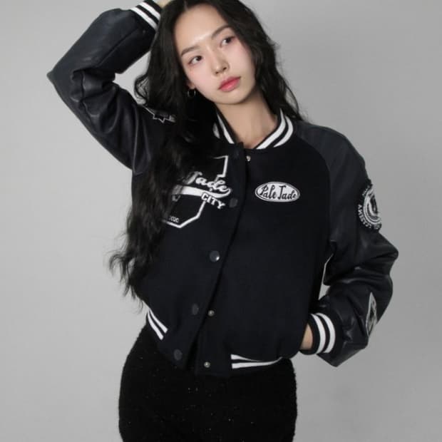 페일제이드(Pale Jade) 시티 바시티 자켓(네이비,밍크퍼 안감)