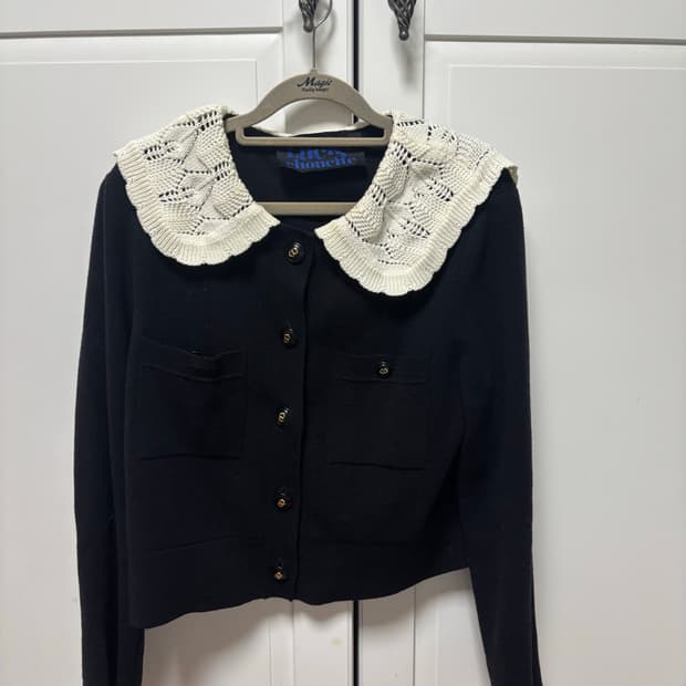lucky chouette 크로셰 세일러 카라 니트 가디건